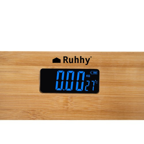 Bambusová koupelnová váha RUHHY LCD displej dřevěná 00022522
